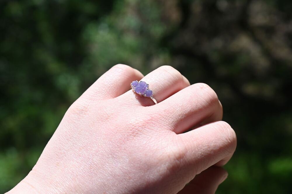 Grape Agate Engagement Ring. sterling silver